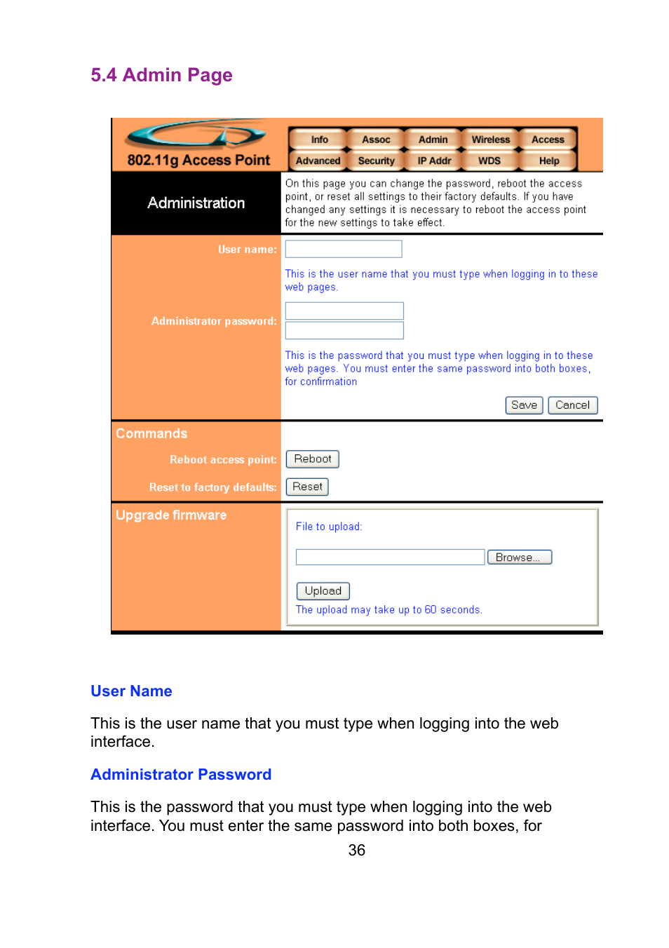 4 admin page | Teletronics EZ Bridge 802.11G User Manual | Page 36 / 61