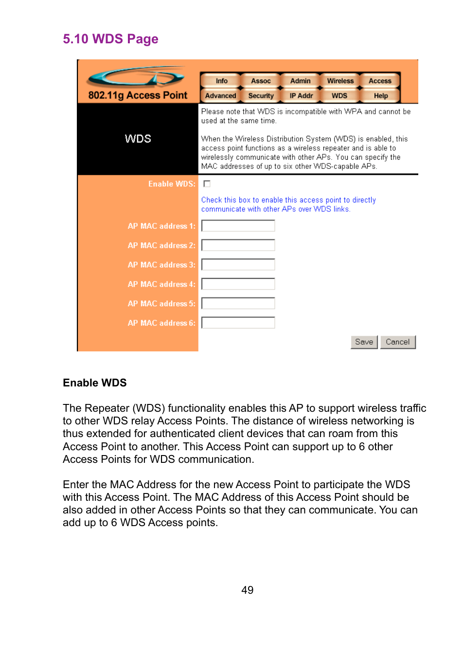 10 wds page | Teletronics EZ Bridge 802.11G User Manual | Page 49 / 61