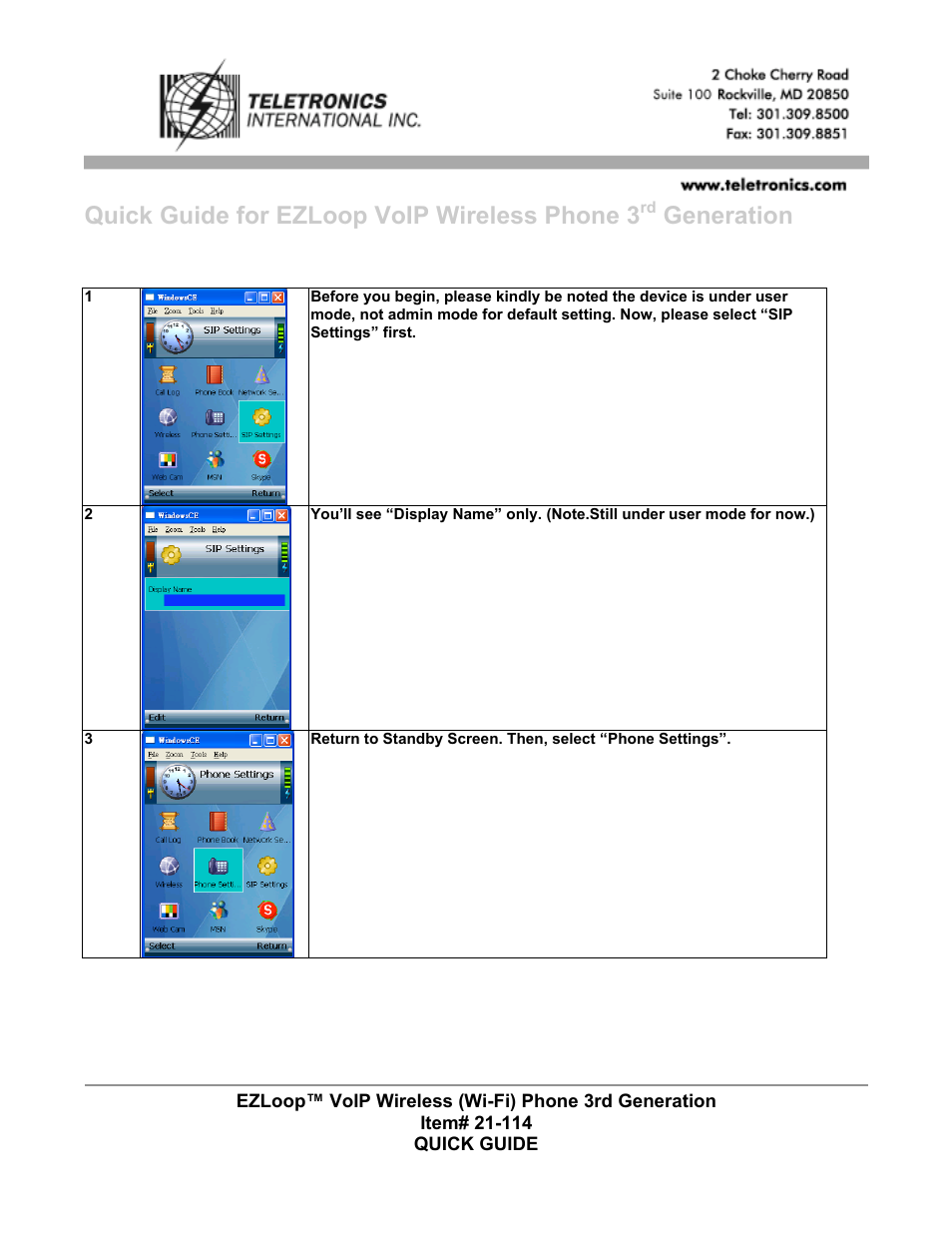 Teletronics Wi-Fi 3rdGen Quick Start User Manual | 7 pages