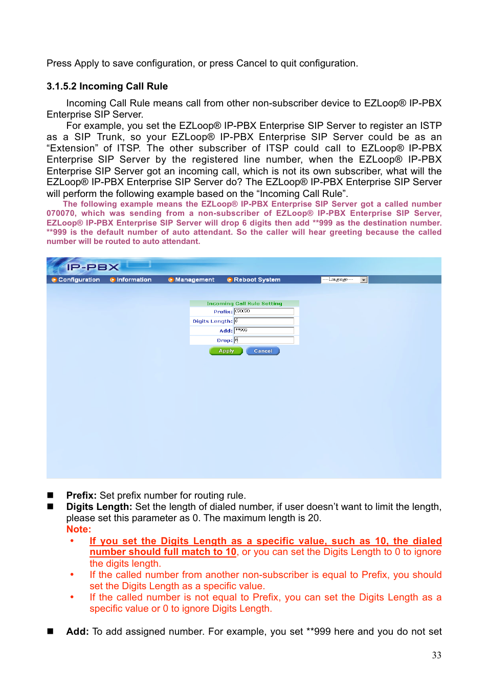 Teletronics IP-PBX Server User Manual | Page 33 / 84