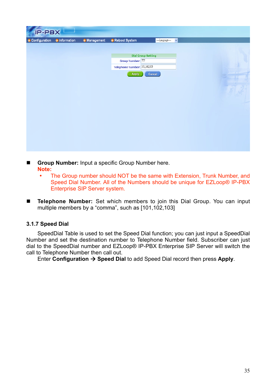 Teletronics IP-PBX Server User Manual | Page 35 / 84