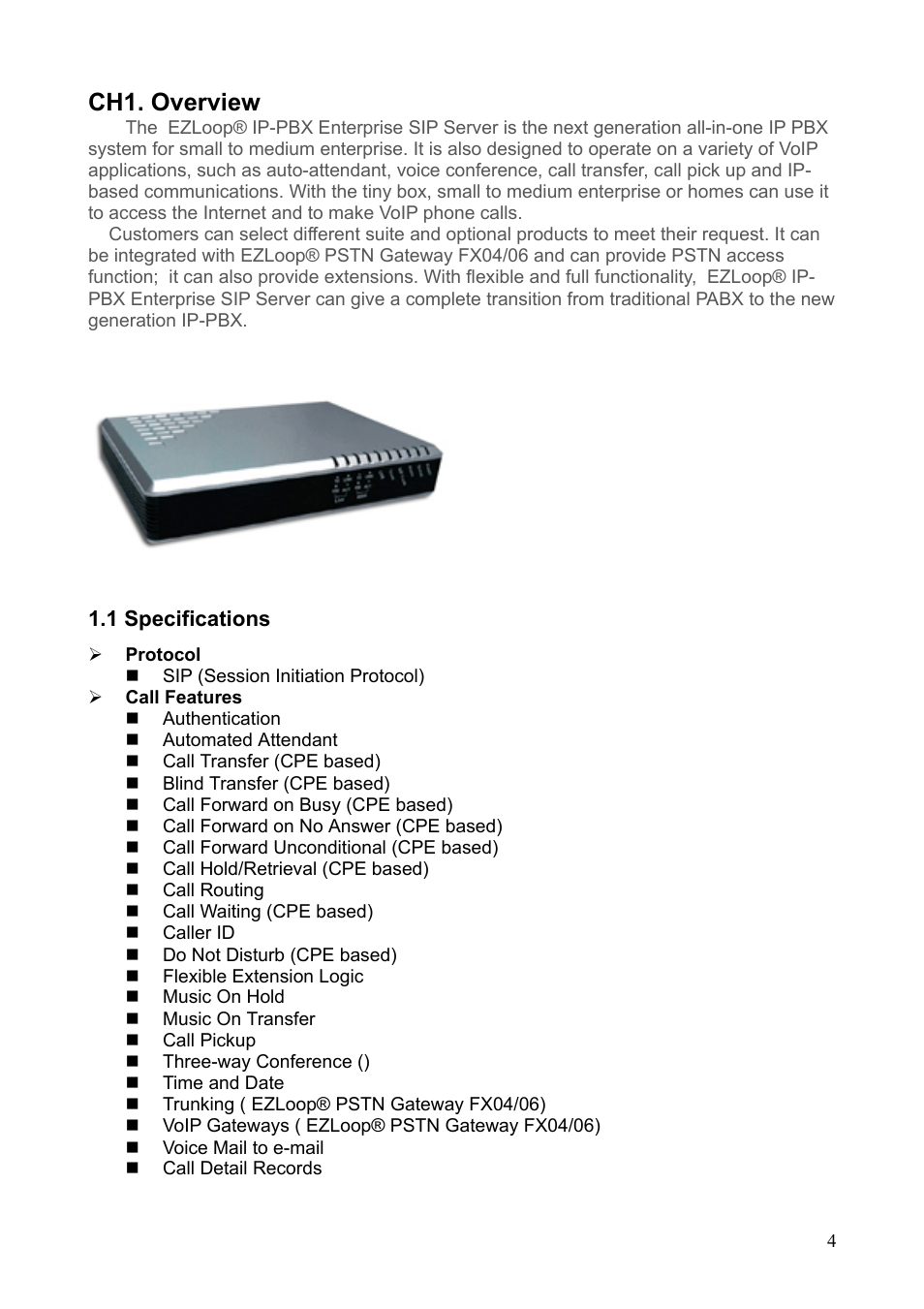 Ch1. overview | Teletronics IP-PBX Server User Manual | Page 4 / 84