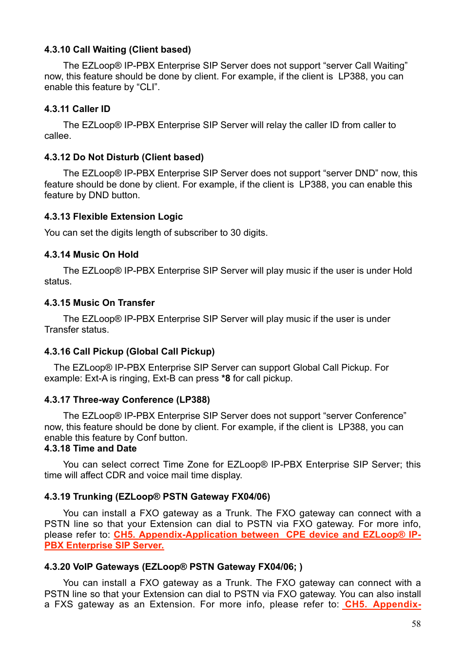 Teletronics IP-PBX Server User Manual | Page 58 / 84