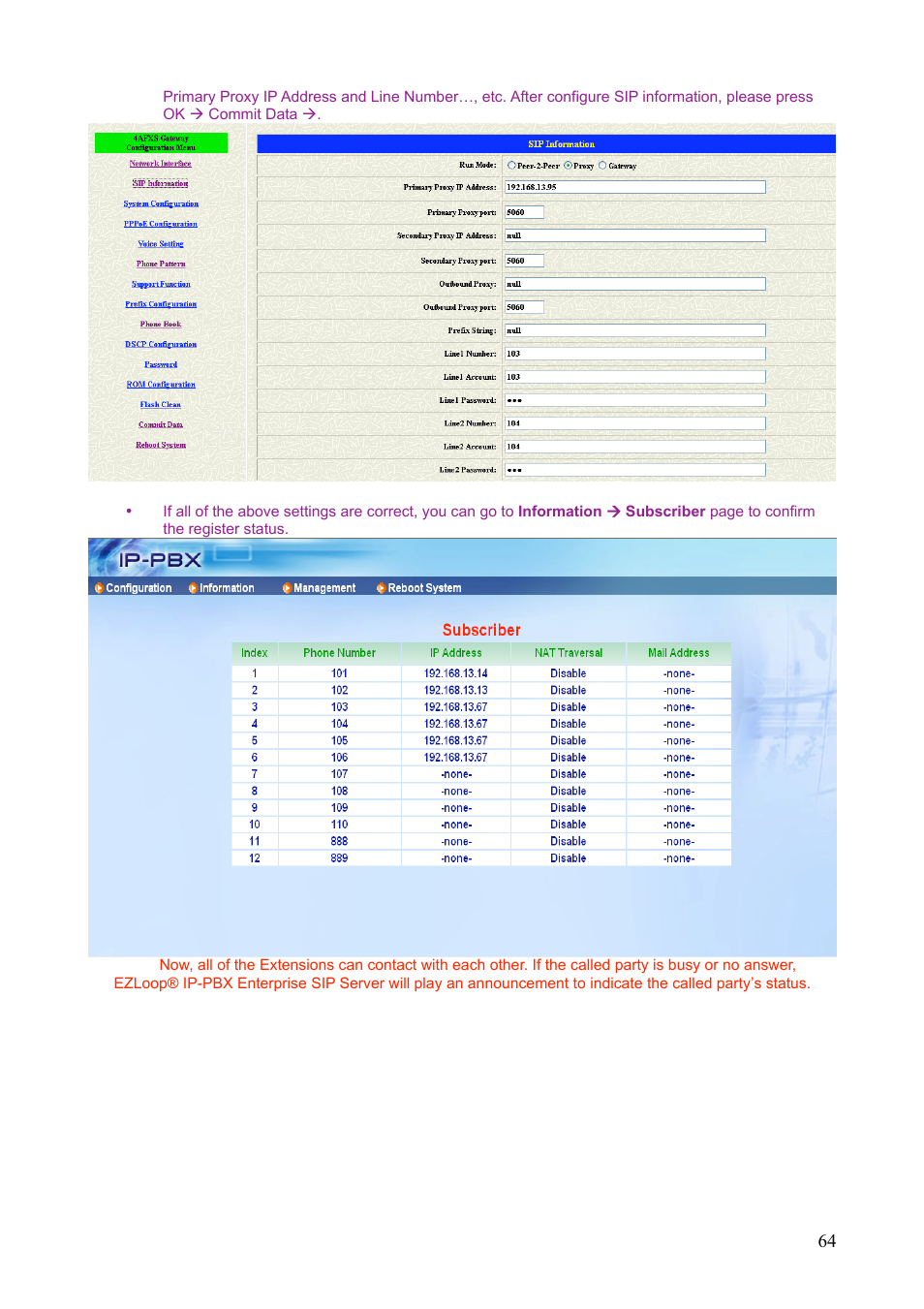 Teletronics IP-PBX Server User Manual | Page 64 / 84
