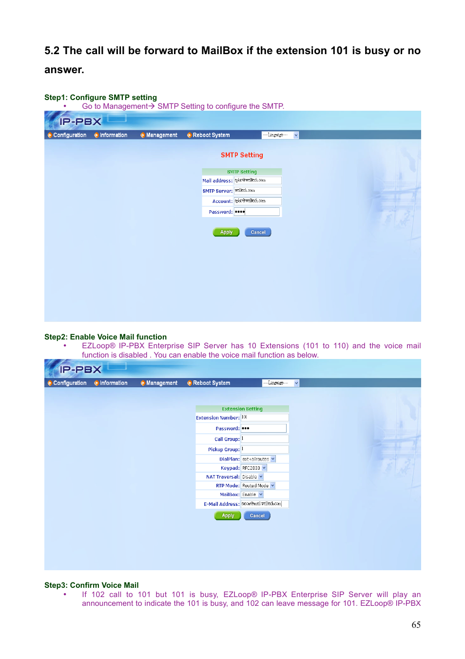 Teletronics IP-PBX Server User Manual | Page 65 / 84