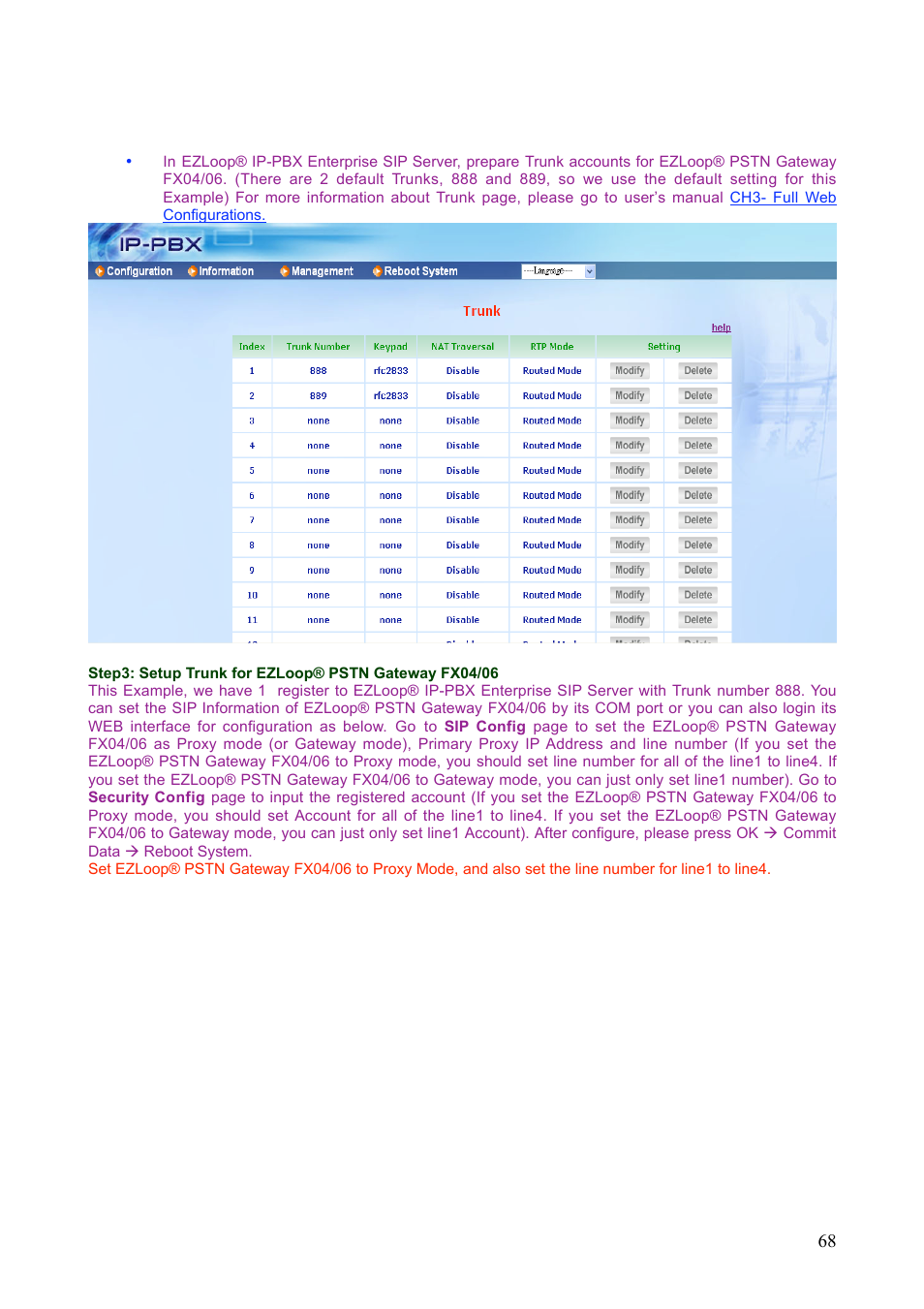 Teletronics IP-PBX Server User Manual | Page 68 / 84