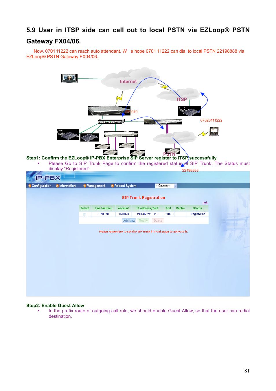 Teletronics IP-PBX Server User Manual | Page 81 / 84