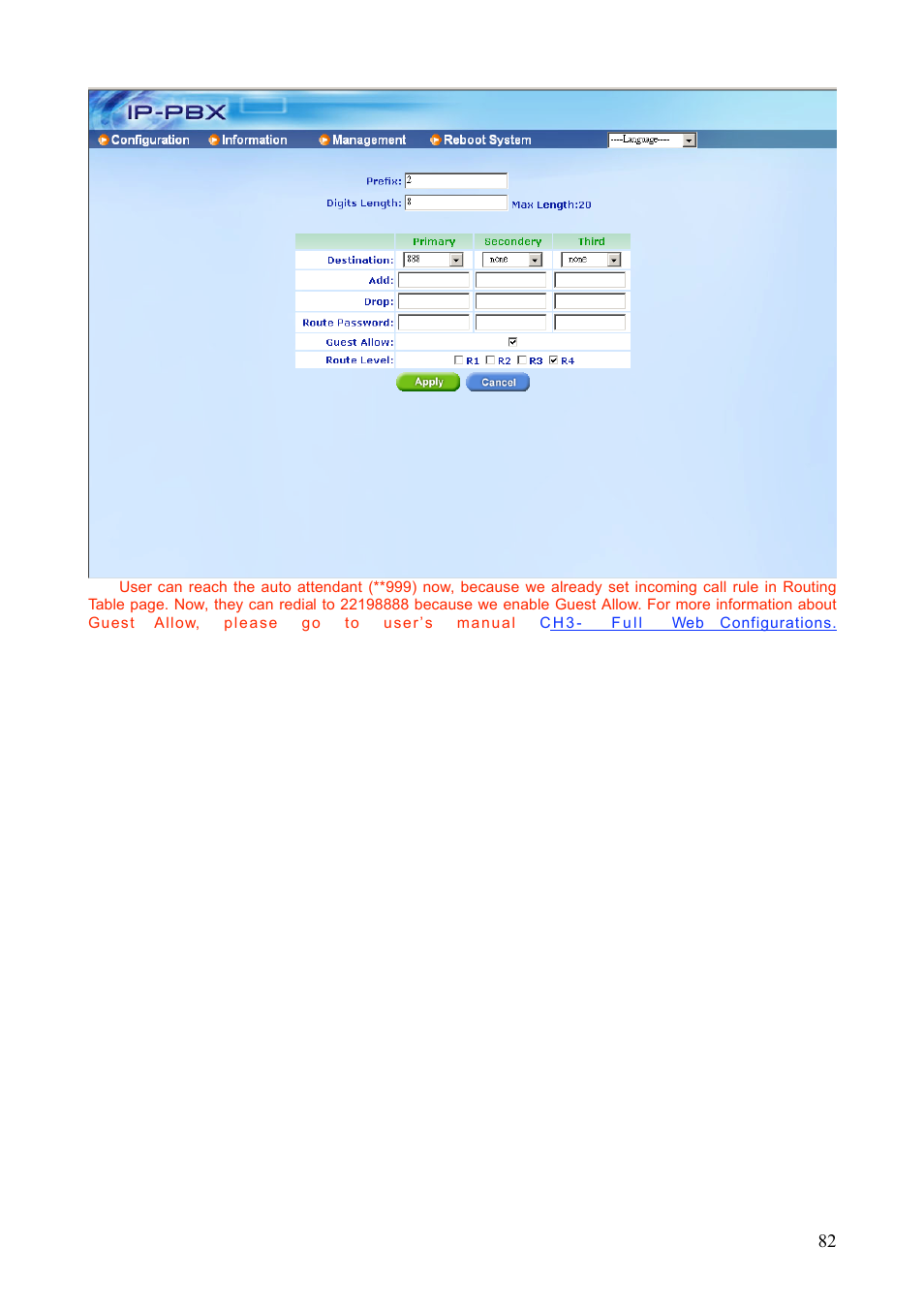 Teletronics IP-PBX Server User Manual | Page 82 / 84