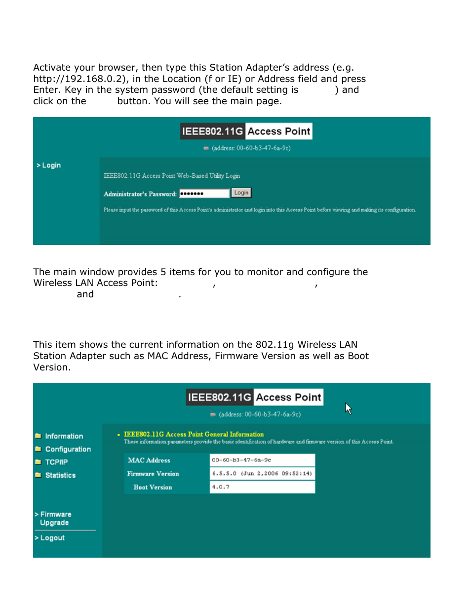 Web configuration interface, Information | Teletronics MiniLink User Manual | Page 10 / 32