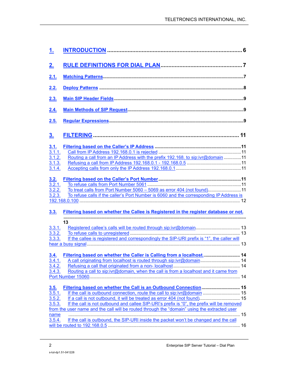Teletronics Enterprise SIP Server User Manual | Page 3 / 38