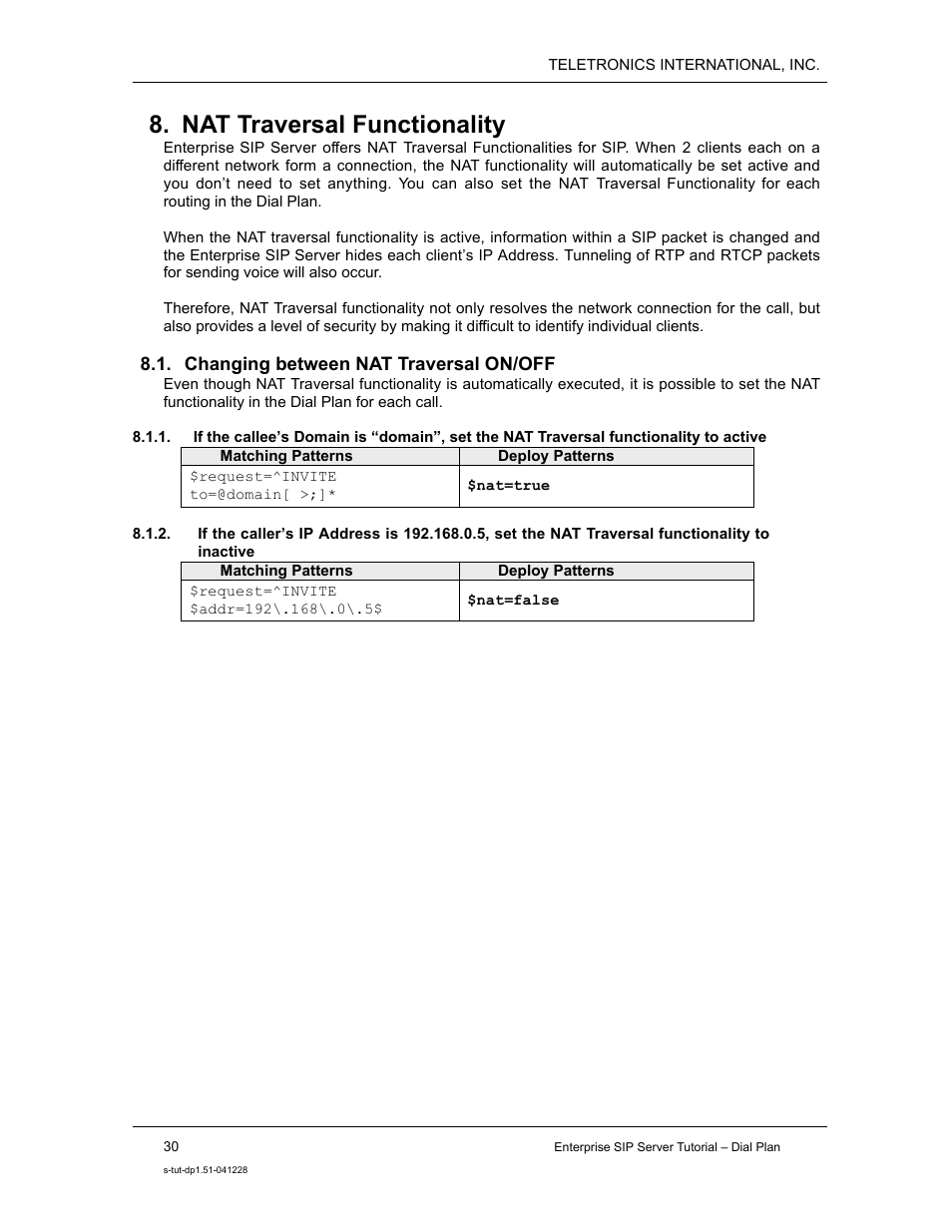 Nat traversal functionality | Teletronics Enterprise SIP Server User Manual | Page 31 / 38