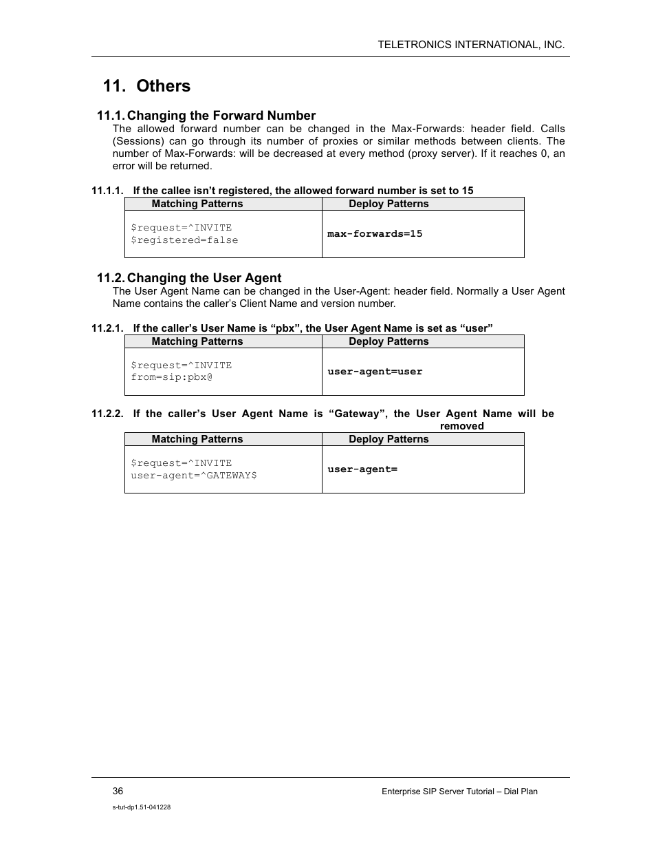 Others | Teletronics Enterprise SIP Server User Manual | Page 37 / 38