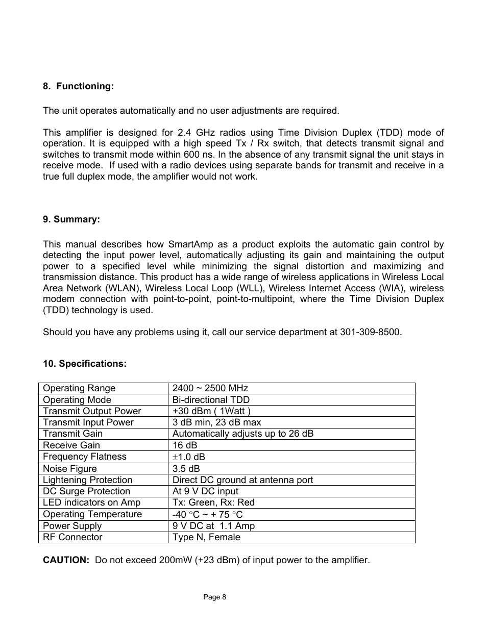 Teletronics 2.4GHz 1 Watt SmartAmp User Manual | Page 9 / 13