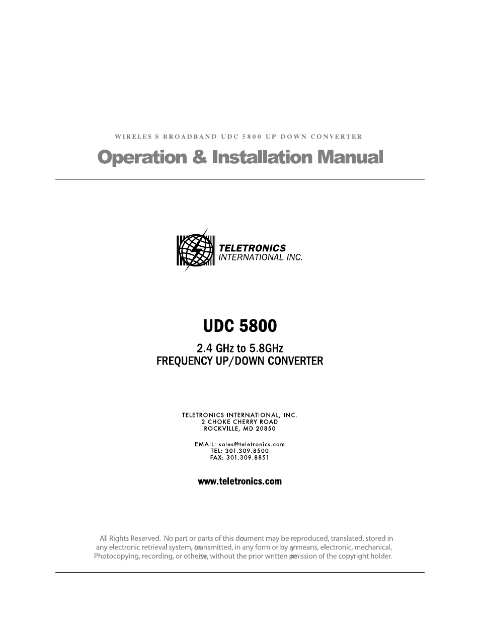 Teletronics UDC-5800H User Manual | 7 pages