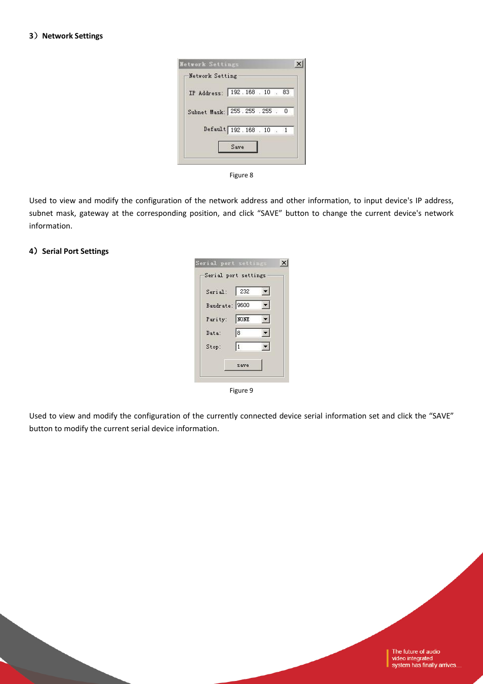 3）network settings 4）serial port settings | Tendzone TYCHO T 1212/CA User Manual | Page 10 / 52