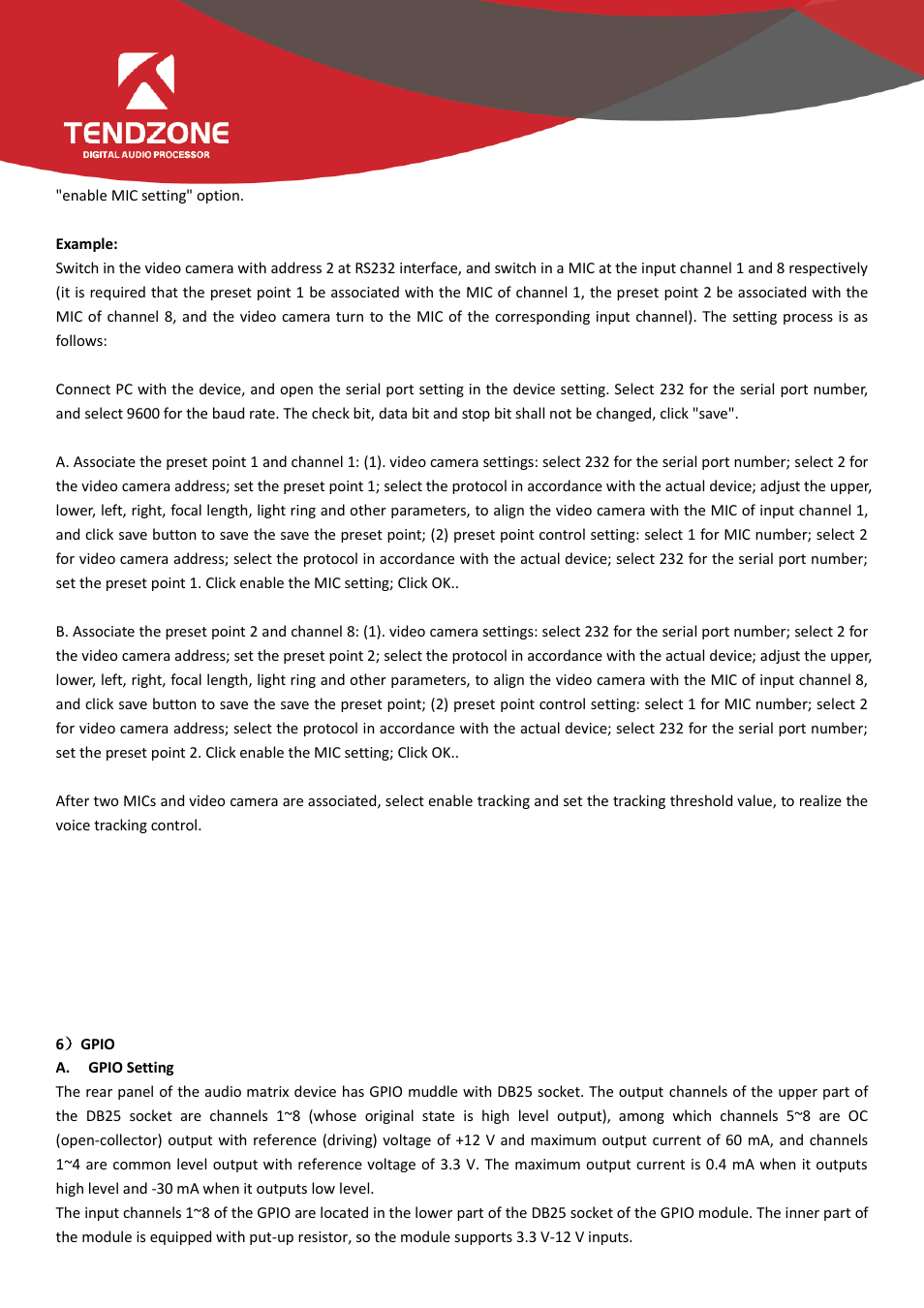 6）gpio | Tendzone TYCHO T 1212/CA User Manual | Page 13 / 52