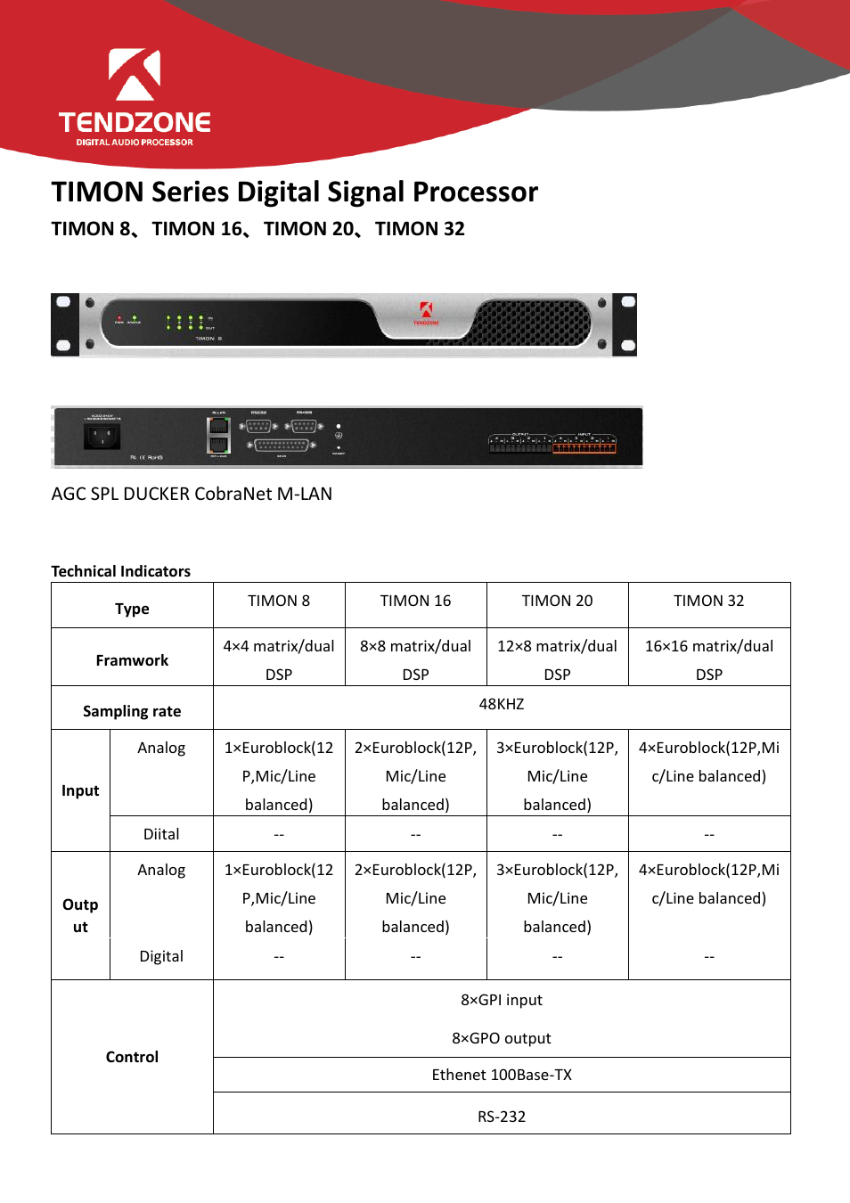 Tendzone TIMON 8 Quick Start User Manual | 2 pages