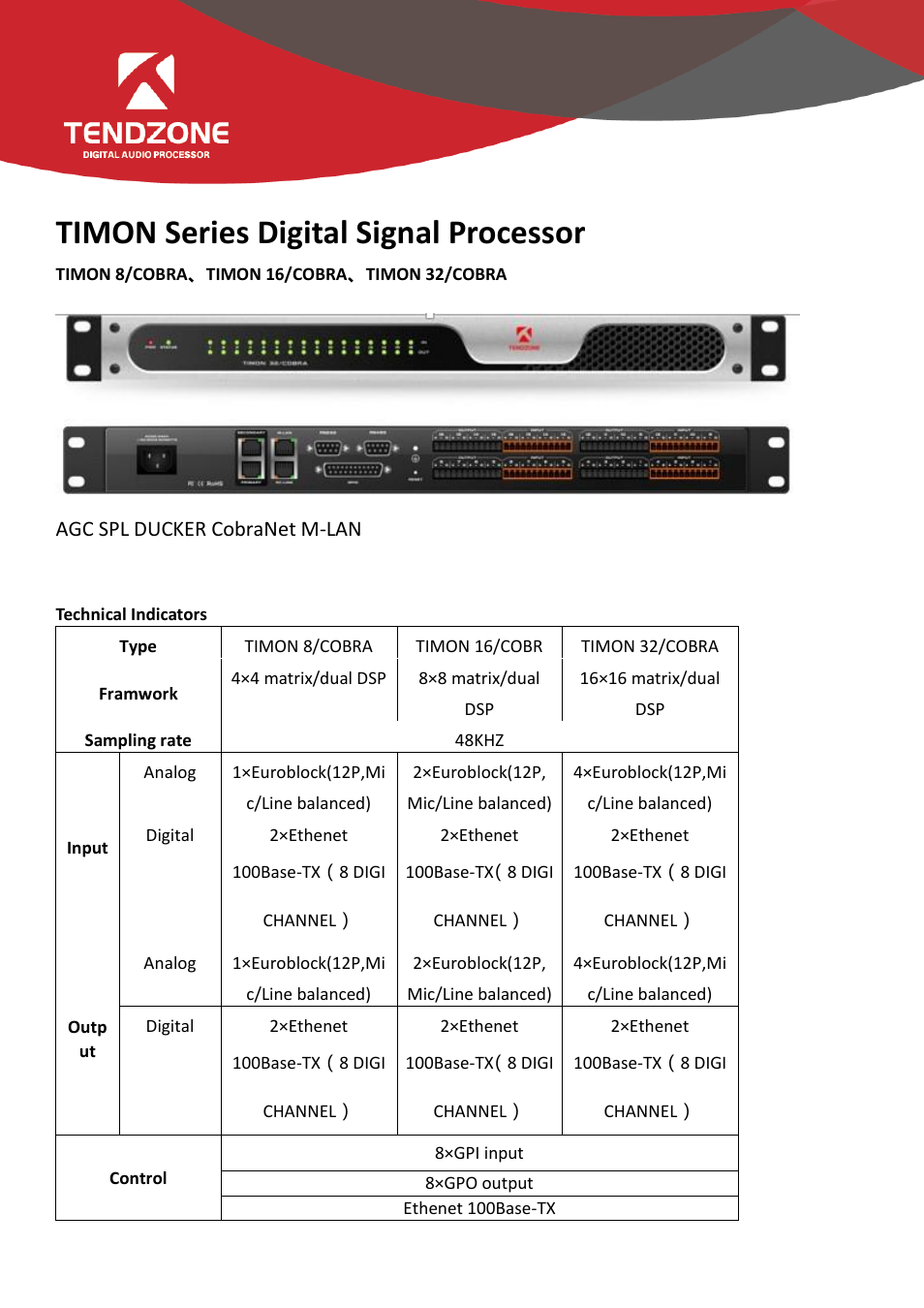 Tendzone TIMON 8 Cobra Quick Start User Manual | 2 pages