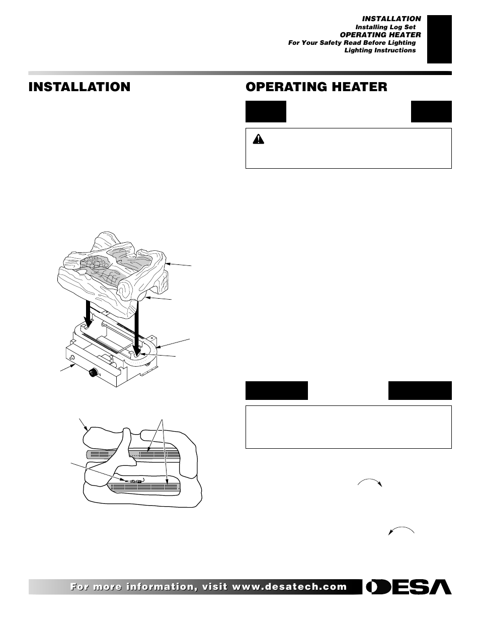 Operating heater, Installation, Continued | Desa Tech CSNPT User Manual | Page 11 / 26