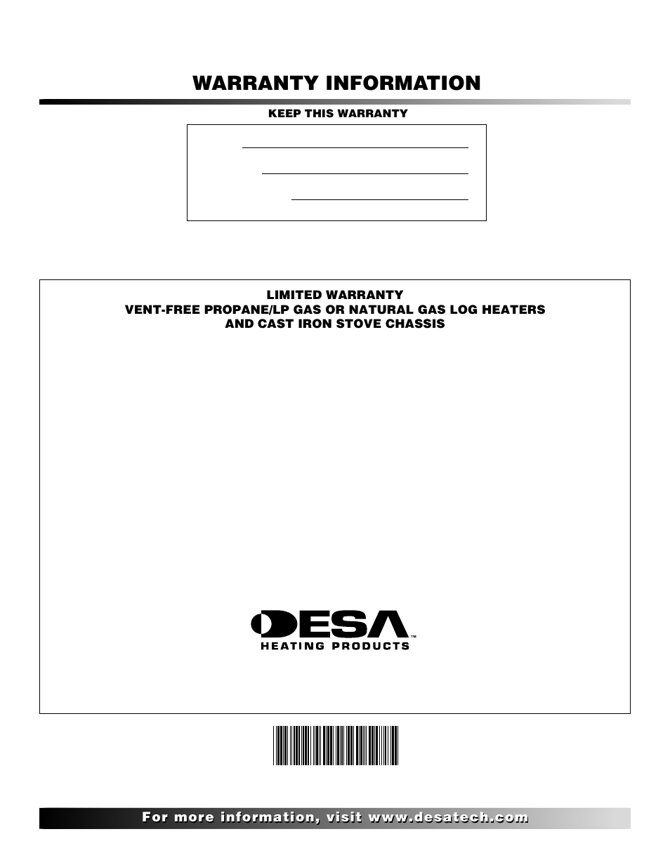 Warranty information | Desa Tech CSNPT User Manual | Page 26 / 26