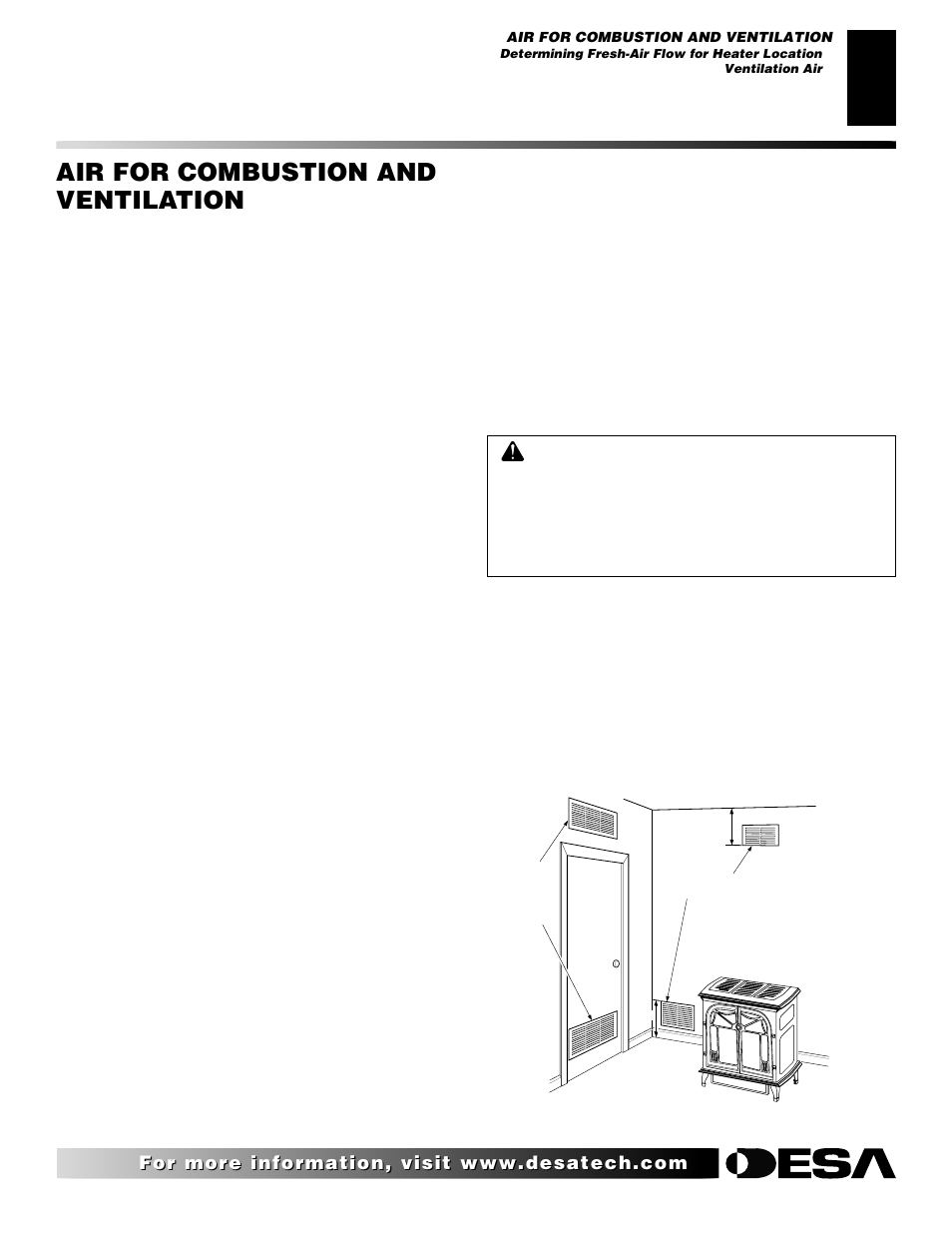 Air for combustion and ventilation, Continued, Determining fresh-air flow for heater location | Desa Tech CSNPT User Manual | Page 5 / 26