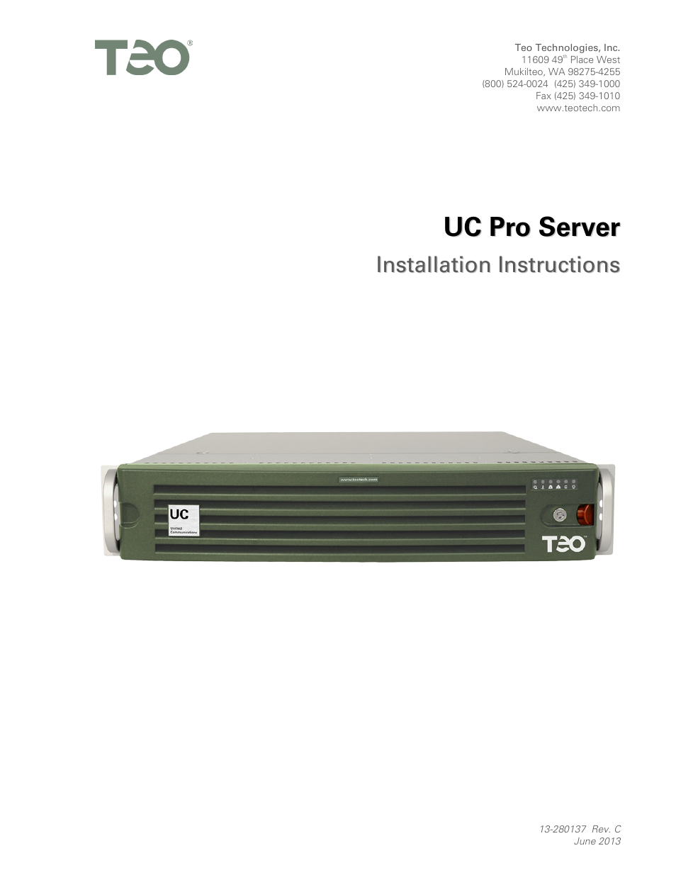 Teo UC Pro Server User Manual | 36 pages