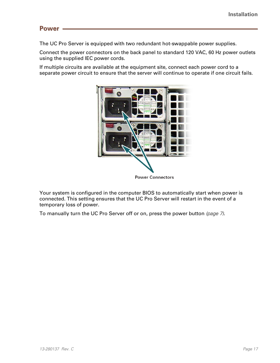 Power | Teo UC Pro Server User Manual | Page 17 / 36