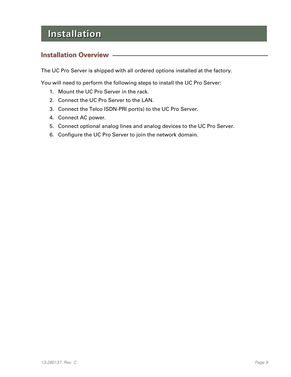 Installation, Installation overview | Teo UC Pro Server User Manual | Page 9 / 36