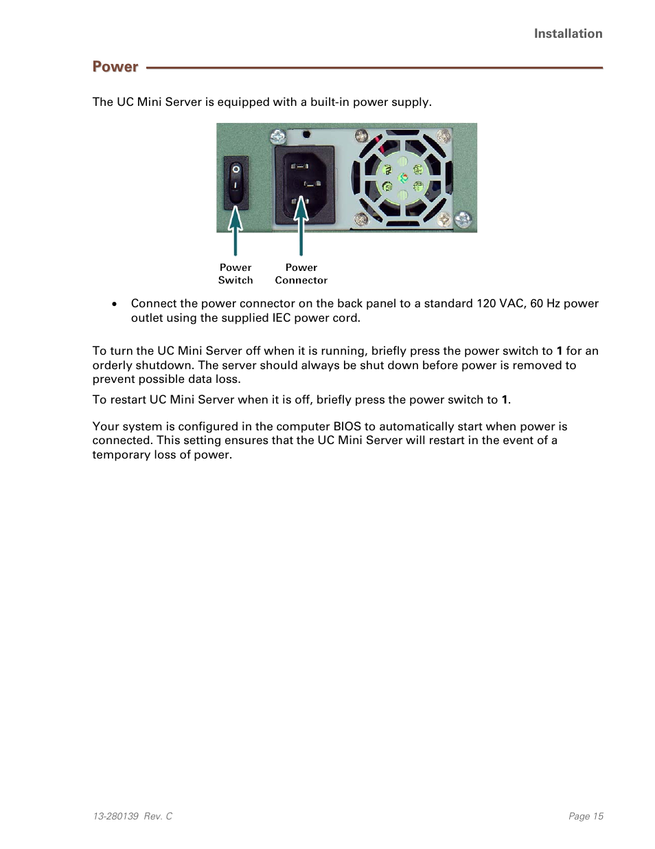 Power | Teo UC Mini Server User Manual | Page 15 / 32