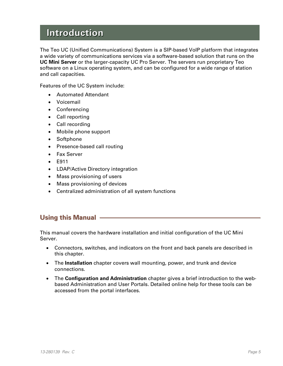 Introduction, Using this manual | Teo UC Mini Server User Manual | Page 5 / 32