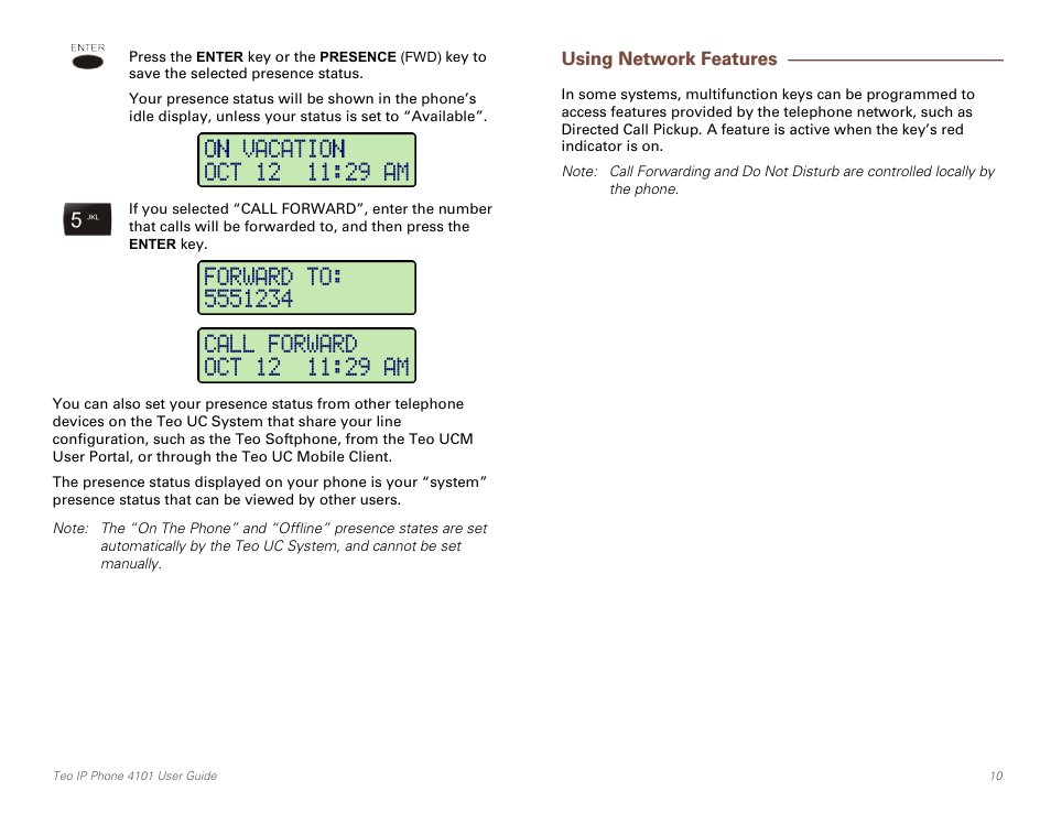 Using network features | Teo IP Phone 4101 User Manual | Page 10 / 30