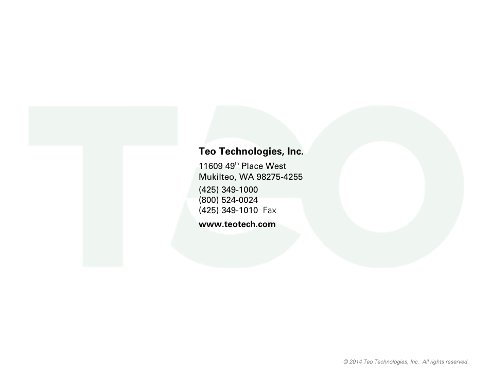 Teo technologies, inc | Teo IP Phone 4101 User Manual | Page 30 / 30