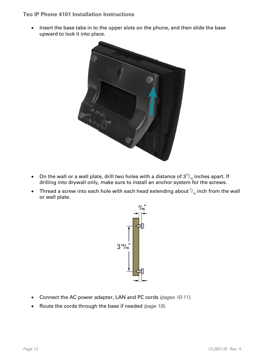 Teo IP Phone 4101 Installation User Manual | Page 12 / 72