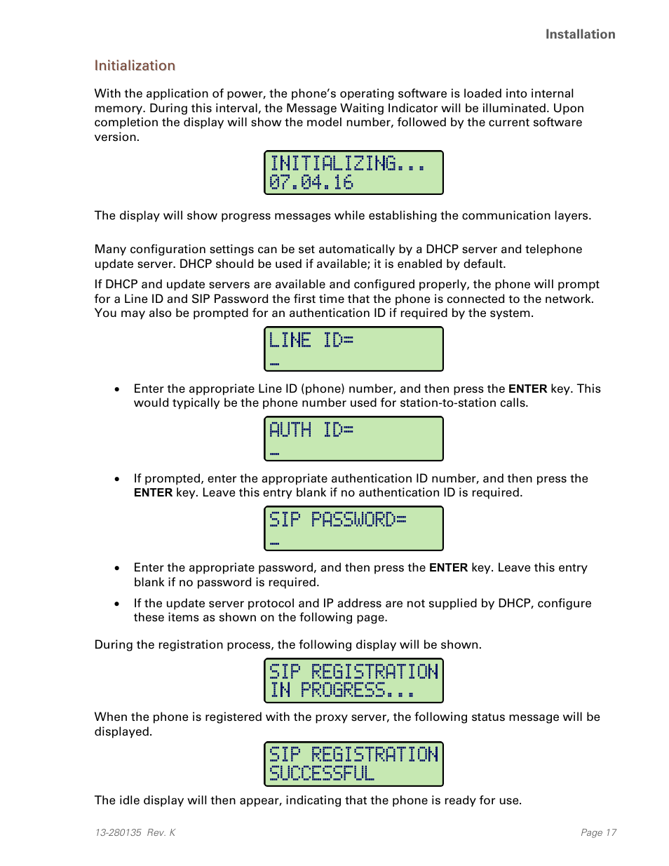 Initialization | Teo IP Phone 4101 Installation User Manual | Page 17 / 72