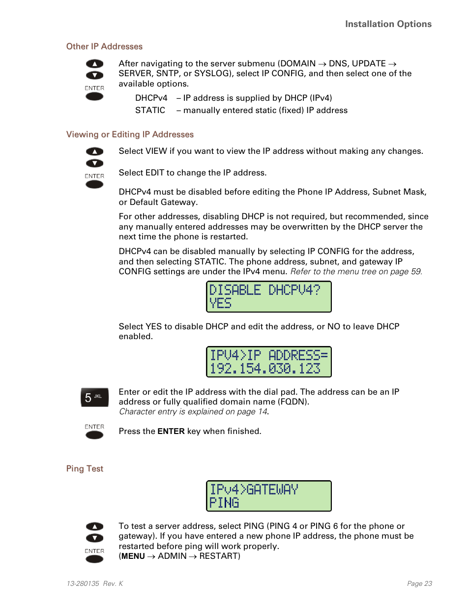 Other ip addresses, Viewing or editing ip addresses, Ping test | Teo IP Phone 4101 Installation User Manual | Page 23 / 72