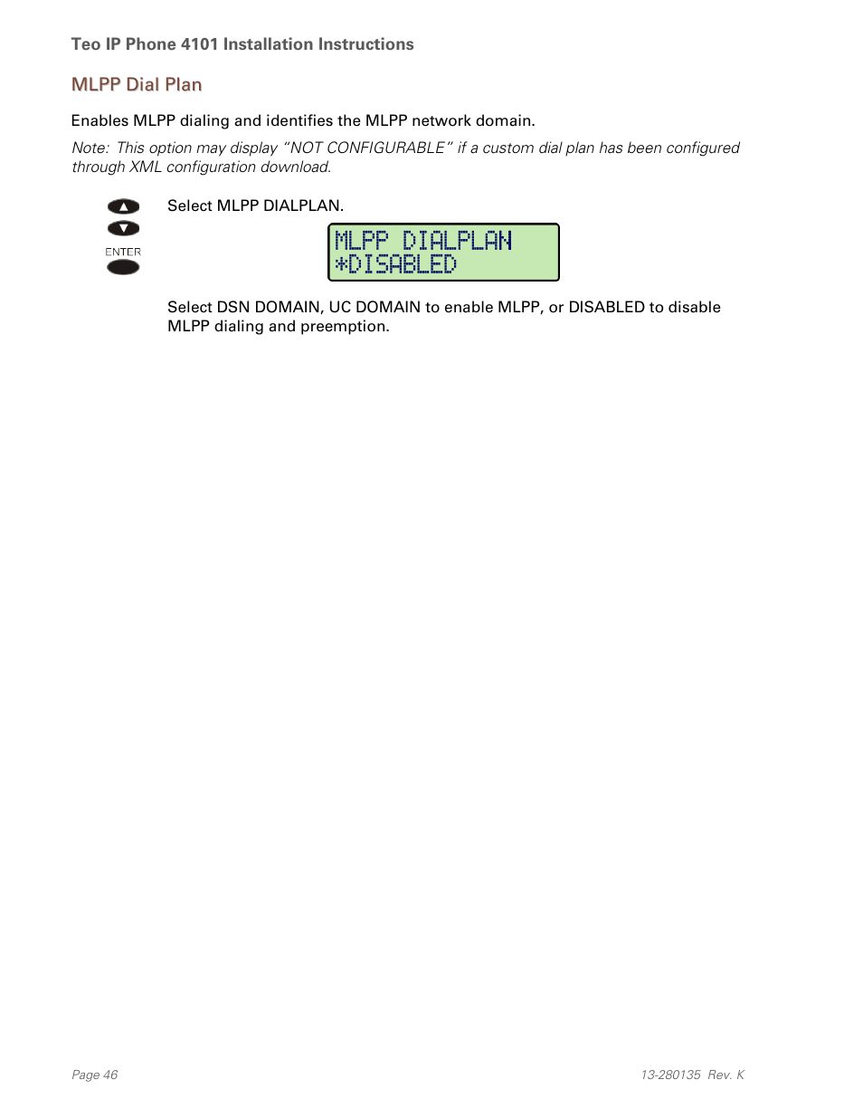 Mlpp dial plan | Teo IP Phone 4101 Installation User Manual | Page 46 / 72