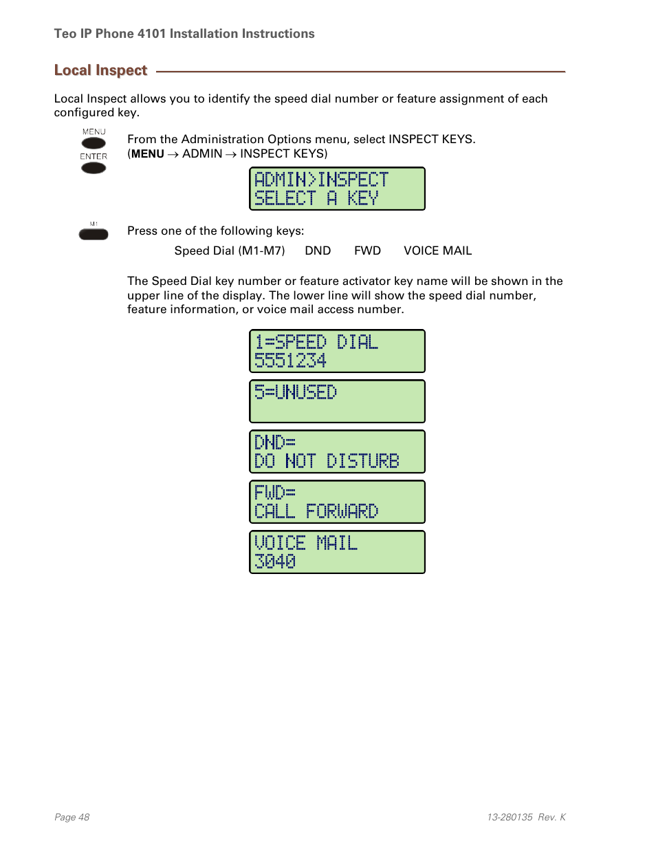 Local inspect | Teo IP Phone 4101 Installation User Manual | Page 48 / 72