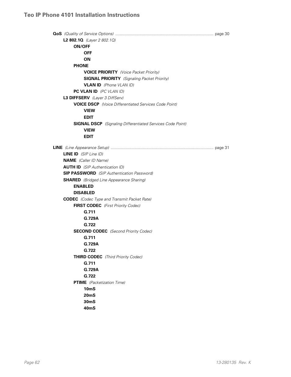 Teo ip phone 4101 installation instructions | Teo IP Phone 4101 Installation User Manual | Page 62 / 72