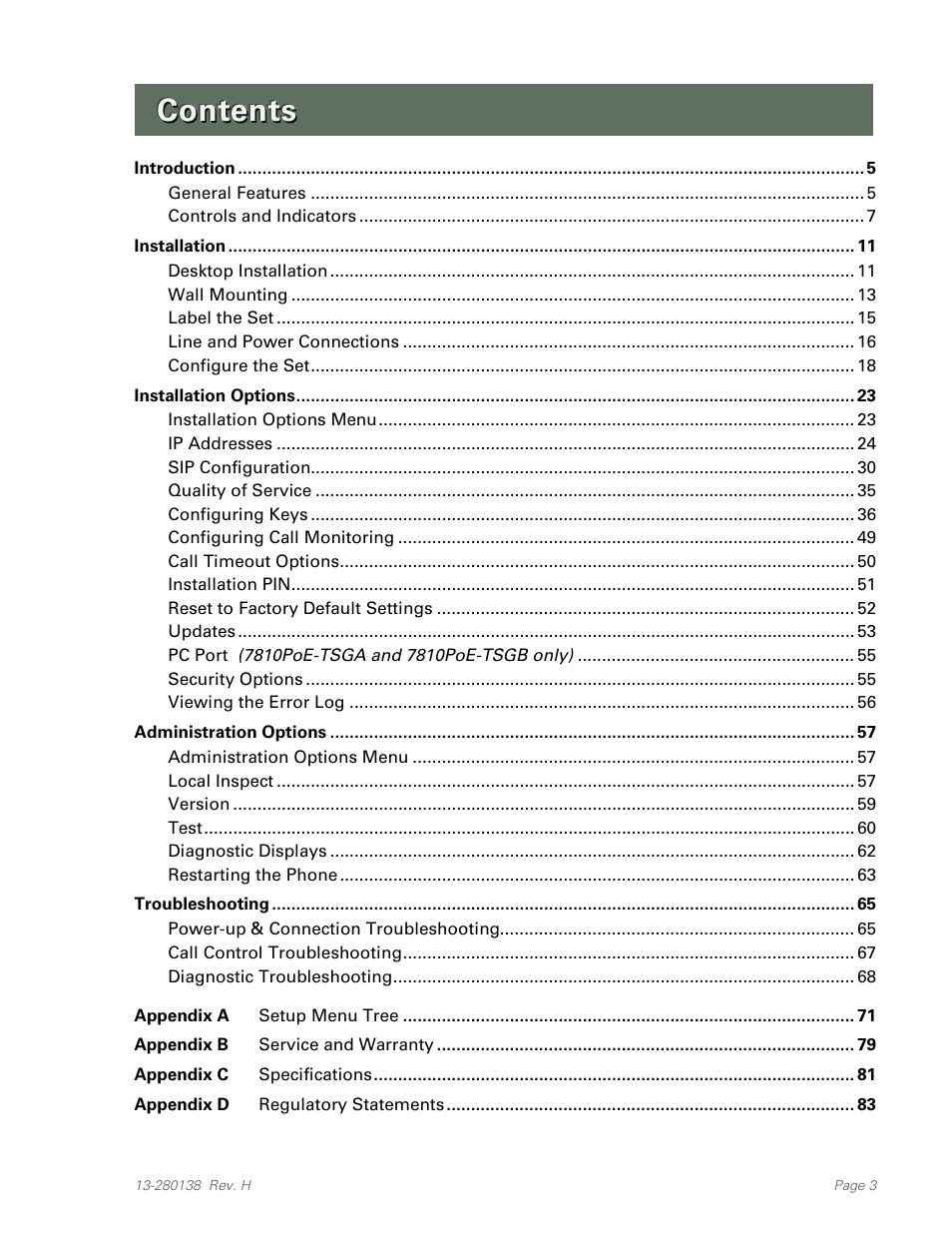 Teo IP Phone 7810-TSG Installation User Manual | Page 3 / 84
