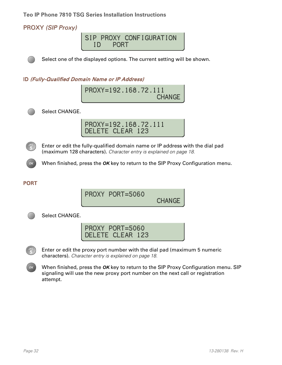 Proxy (sip proxy) | Teo IP Phone 7810-TSG Installation User Manual | Page 32 / 84