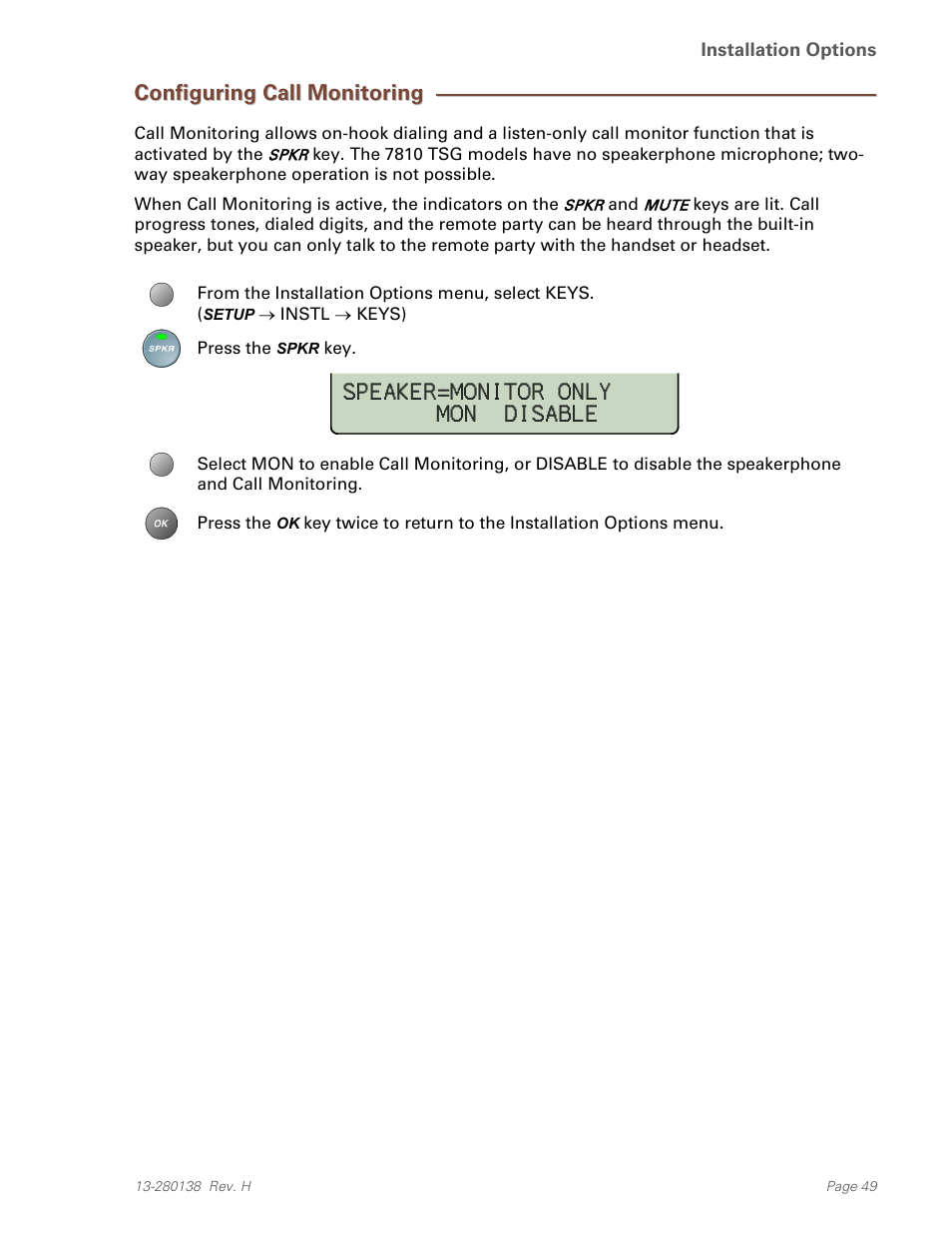 Configuring call monitoring | Teo IP Phone 7810-TSG Installation User Manual | Page 49 / 84