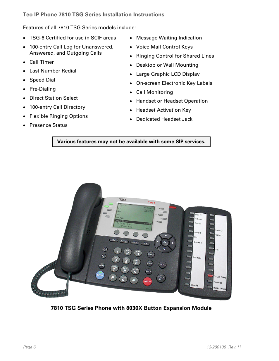 Teo IP Phone 7810-TSG Installation User Manual | Page 6 / 84