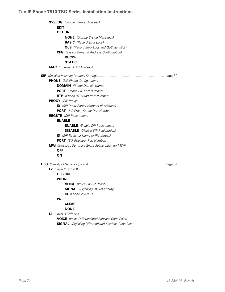 Teo IP Phone 7810-TSG Installation User Manual | Page 72 / 84