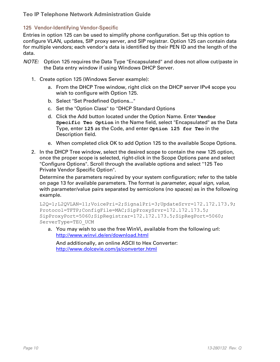 125 vendor-identifying vendor-specific | Teo IPTelephone Network User Manual | Page 10 / 86