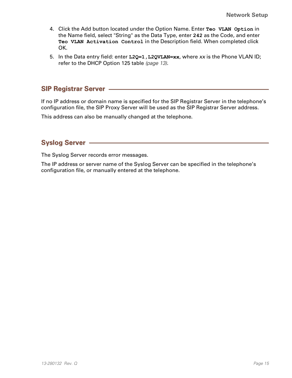 Sip registrar server, Syslog server | Teo IPTelephone Network User Manual | Page 15 / 86