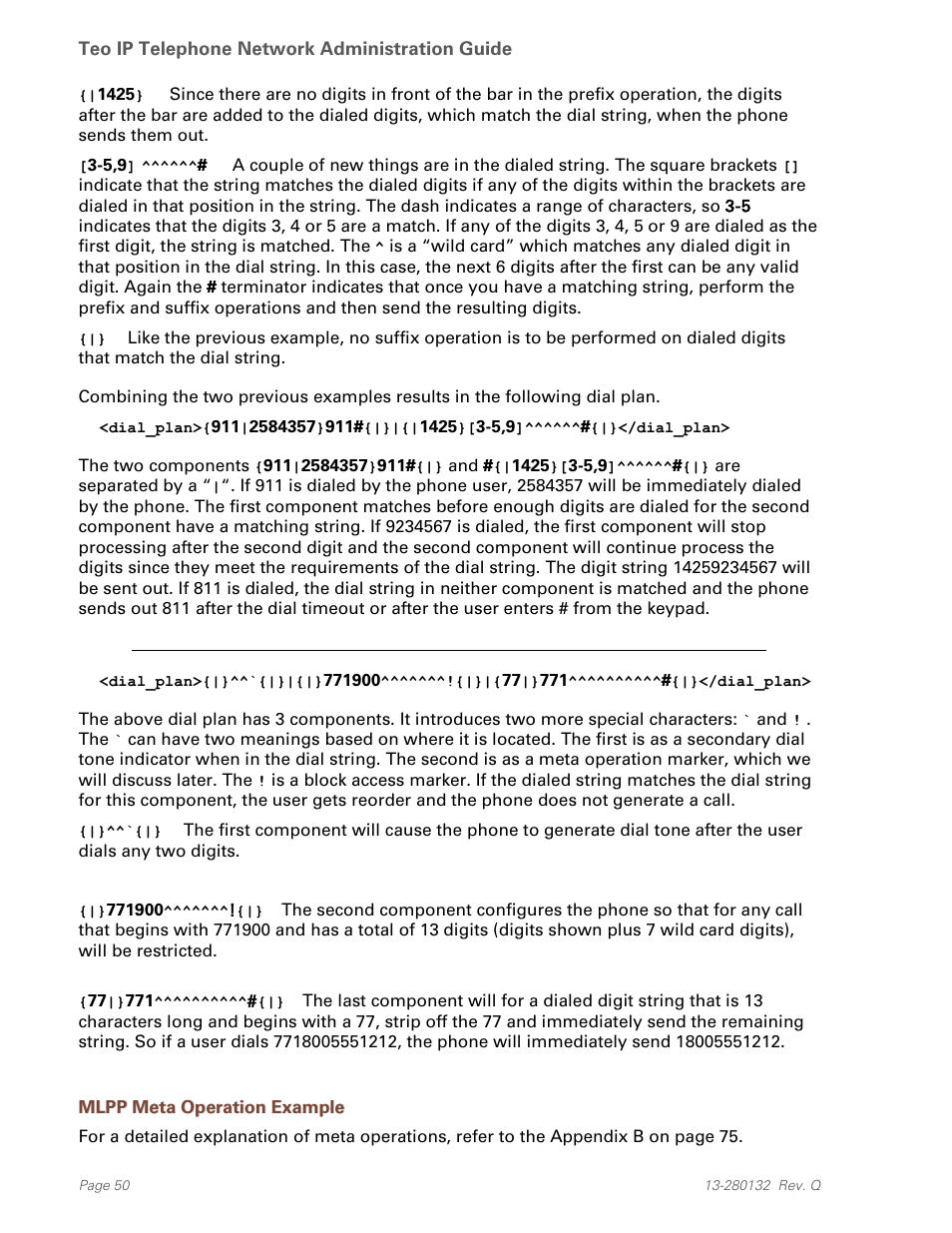 Mlpp meta operation example | Teo IPTelephone Network User Manual | Page 50 / 86