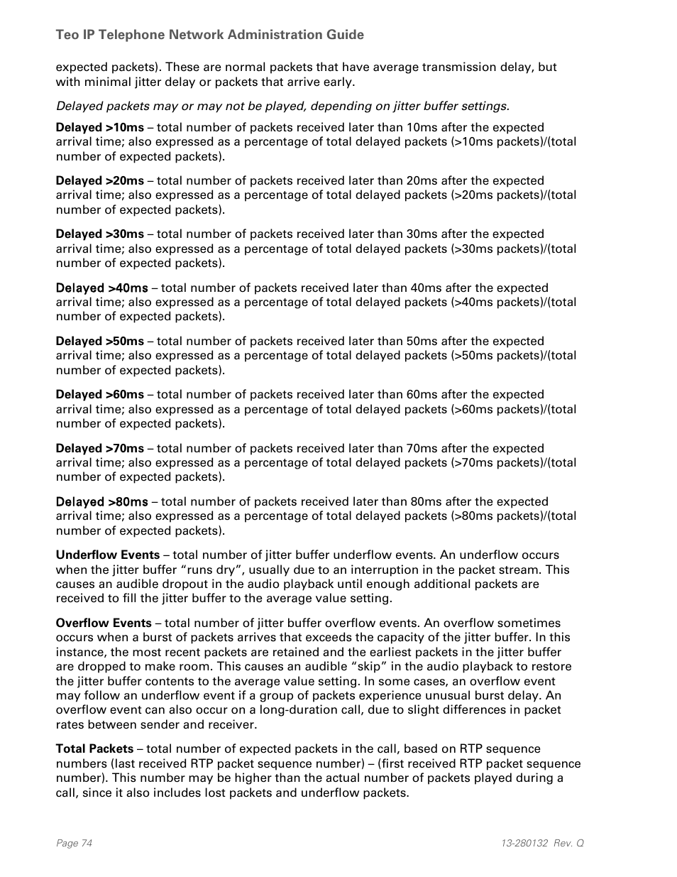 Teo IPTelephone Network User Manual | Page 74 / 86