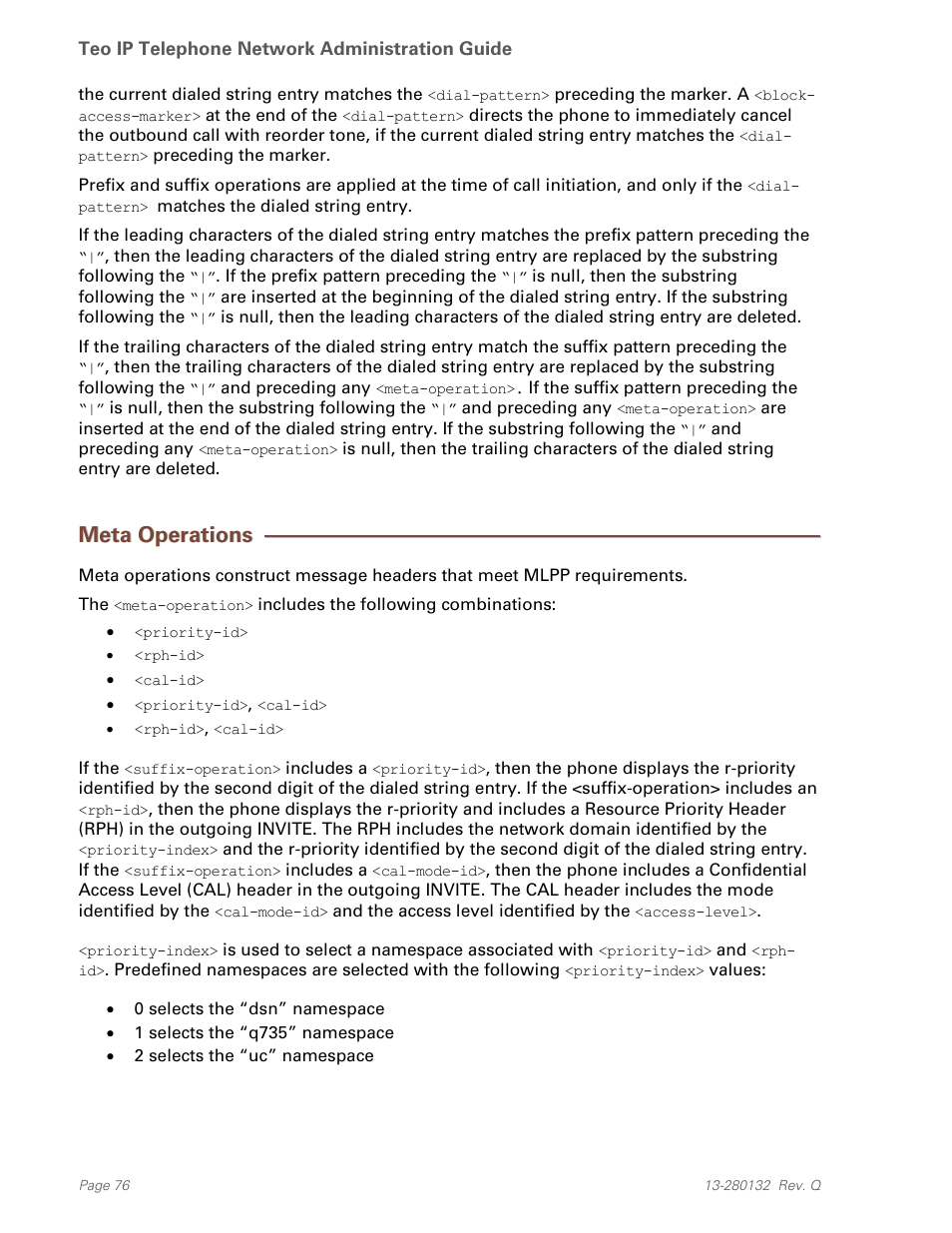 Meta operations | Teo IPTelephone Network User Manual | Page 76 / 86