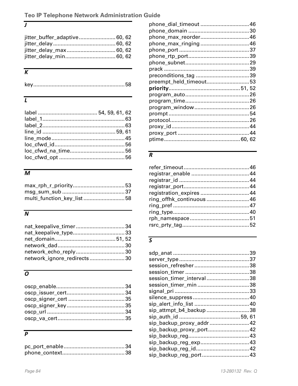 Teo IPTelephone Network User Manual | Page 84 / 86