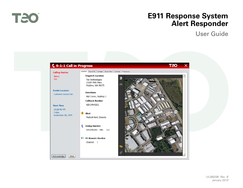 Teo E911 Response System User Manual | 6 pages